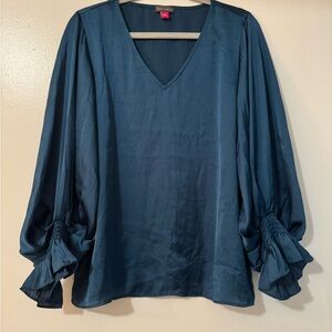 Vince Camuto Teal V-Neck Blouse